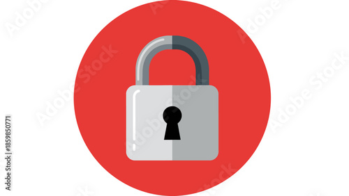 Silver Padlock with Keyhole on Red.