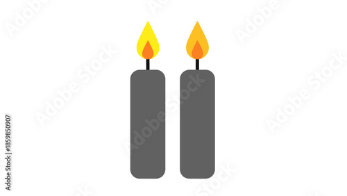 Two Lit Candles with Yellow Flames.