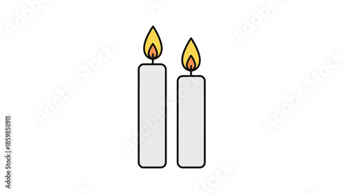 Two White Candles with Yellow Flames.