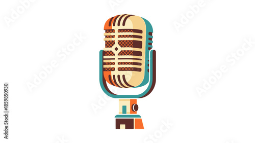 Vintage Style Microphone with Colorful Design.