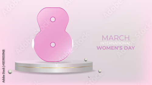 March 8 International Womens Day Celebrate holiday. Symbol of equality strength and femininity. For marketing banner social media and campaign. Vector illustration.