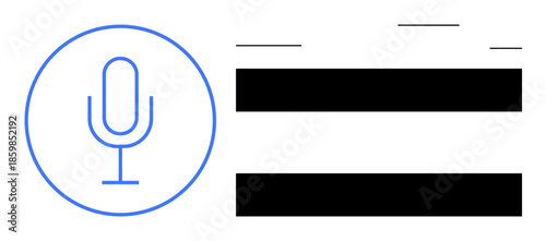 Microphone icon with audio wave signature lines, representing recording, sound, and communication. Ideal for podcasts, speech recognition, audio editing, streaming, voice studies modern technology
