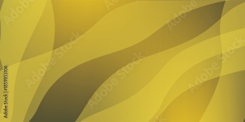 Dynamic abstract golden yellow wavy overlapping translucent shapes pattern creating a modern layered design.
