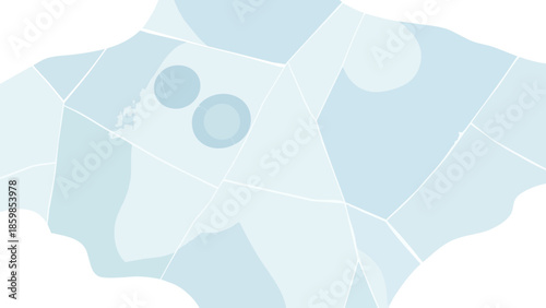 Abstract glacial blue fragmented structure with subtle circular accents for modern design applications