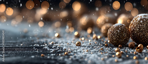 Elegant white and gold winter holiday background with soft snow texture and golden sparkles. Luxury festive abstract scene with copy space, ideal for Christmas, New Year, holiday banners.