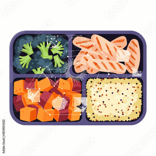 Smart Meal Prep Container with AI-Powered Nutrition Tracking. Balanced Diet for Healthy Lifestyle, Personalized Food for Fitness and Wellness.