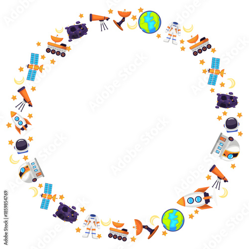 decoration and ornament astronaut theme astronaut equipment circle border