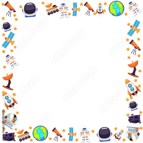 decoration and ornament astronaut theme astronaut equipment square border frame