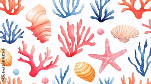 sea shells seamless pattern