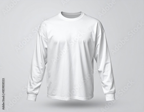 Blank White Heavyweight Long Sleeve T-Shirt Mockup Cotton Texture
