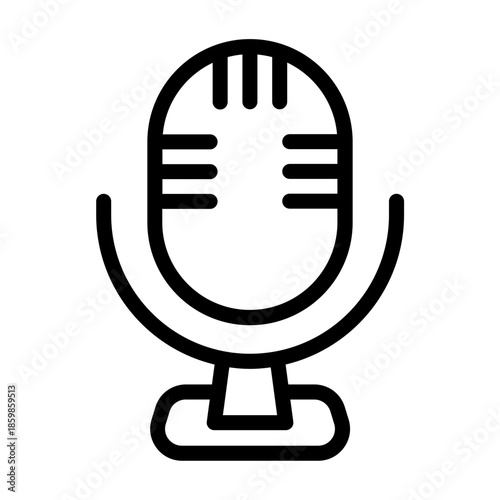 Line style icon of a microphone representing audio recording, voice, and broadcasting.