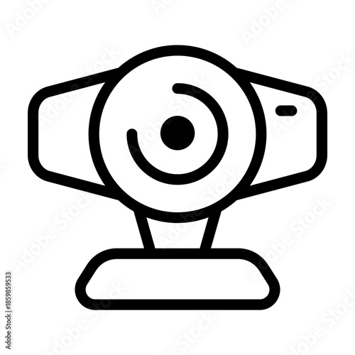 Line style icon of a webcam representing online communication and video conferencing.