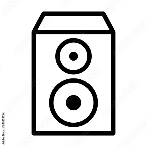 Line style icon of a speaker representing audio output and sound systems.