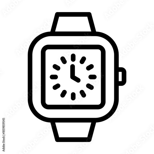Line style icon of a smartwatch representing wearable technology and digital devices.