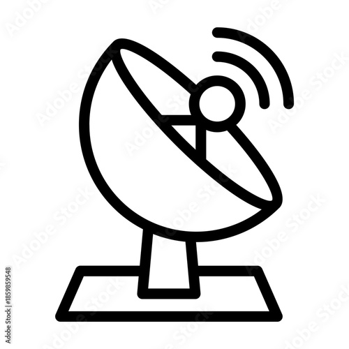 Line style icon of a satellite dish representing signal transmission and communication.