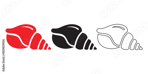 Seashell Trio: A visually striking assortment of seashell outlines. A beautiful graphic design presents the shell's elegance