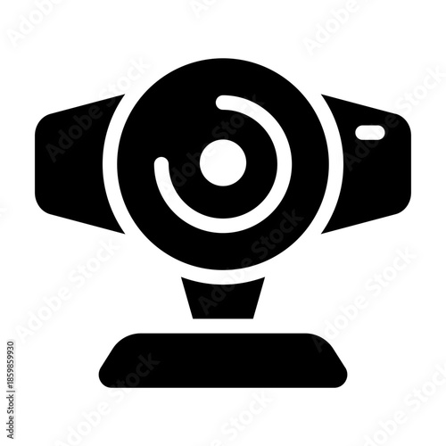 Glyph style icon of a webcam representing onGlyph communication and video conferencing.