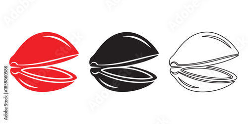 Shell Silhouette Trio: A set of three stylized shell silhouettes, each with a unique visual treatment, evoke the essence of marine life. This design is perfect for illustrating seafood.