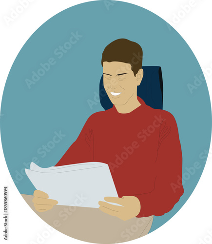 Man reading a newspaper in a train by travel