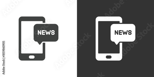 Mobile News Notification icon. Solid glyph series icon
