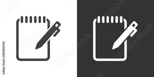 Note and Pen icon. Solid glyph series icon