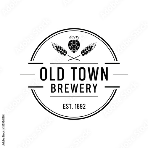 Old Town Brewery Logo with Hops and Wheat.
