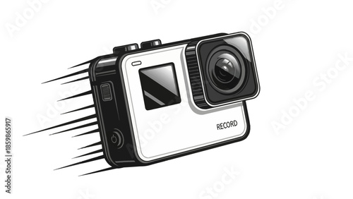Dynamic action camera captures high-speed moments with rapid precision, ideal for adventure sports and capturing fast-paced activities. This sleek device is designed for thrill-seekers