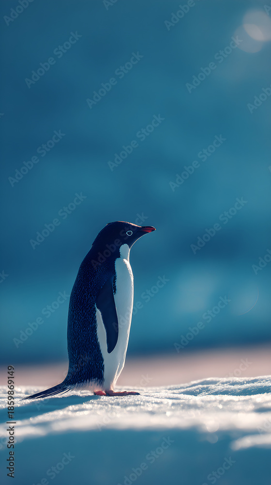 Fototapeta premium penguin on the snow