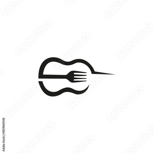 guitar fork logo with flat vector design style