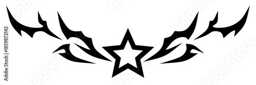 Neo tribal Element y2k gothic style tattoo Cyber sigilism spikes sparks, spiky y2k aesthetic vector set