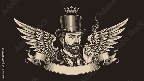 Vintage heraldry art featuring a gold eagle coat of arms with wings and a crown on a military shield emblem isolated as a royal Soviet medal decoration or metal war award sign