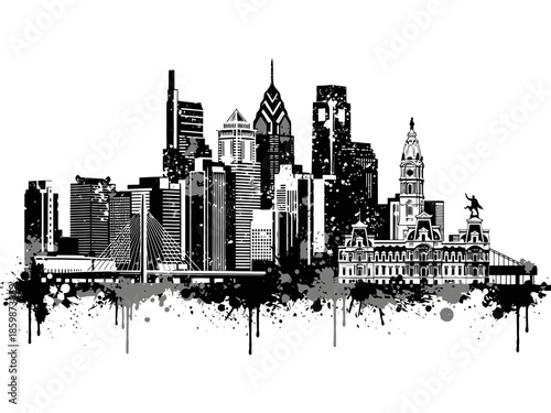 Philadelphia Skyline Grunge