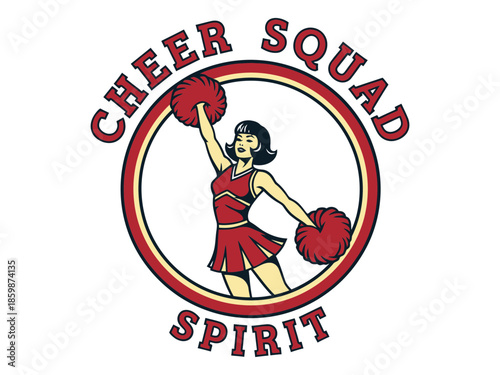 Vintage Style Logo Cheerleader