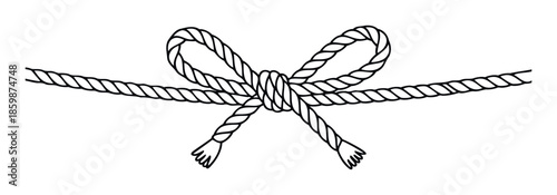 A sturdy twisted rope forming a decorative bow knot, symbolizing unity and strength, perfect for graphic resources and nautical themed projects.