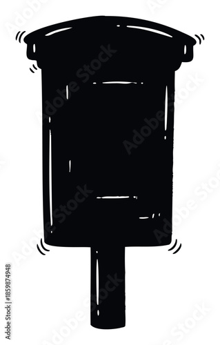 Black silhouette handdrawn mailbox graphic with wavy line accents representing communication, ideal for web icons, postal service materials, or messaging app symbols.