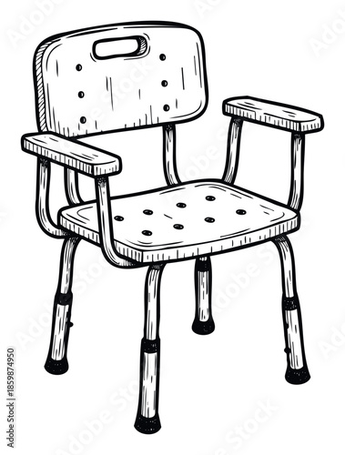 Functional shower chair for bathroom safety and accessibility, offering support and comfort for individuals with mobility challenges in home care settings or hospitals