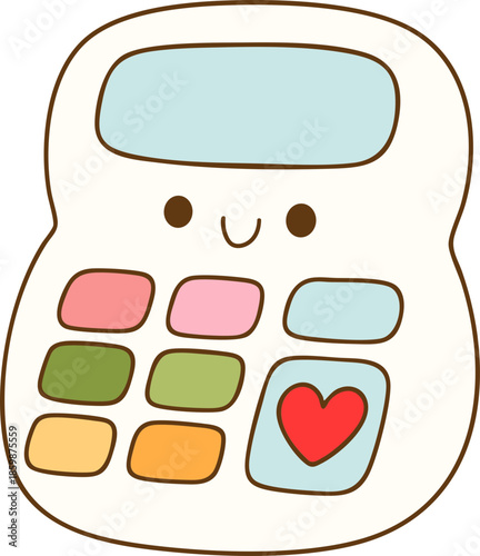 Cute calculator with smiling face and colorful buttons, perfect for adding cheerful touch to any design project