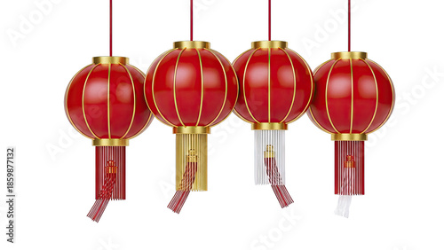 Red and Gold Chinese Lanterns with Tassels