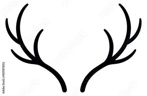 Hand drawn line art illustration of deer antlers depicting a simple design for christmas