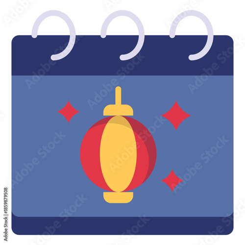 Chinese New Year Calendar Illustration Flat Icon