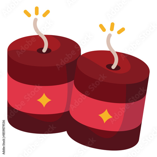 Firecracker Illustration Flat Icon