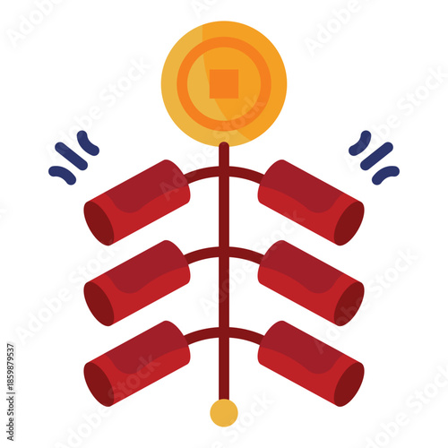 Firecracker Illustration Flat Icon