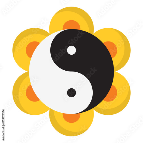Yin Yang Illustration Flat Icon