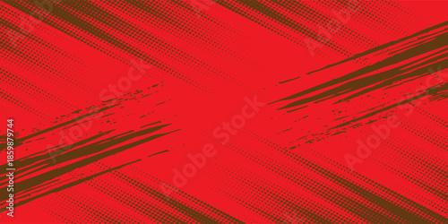 Sporty abstract striped car sticker, red and dark brown color combination, grunge pattern, motorsport racing design.