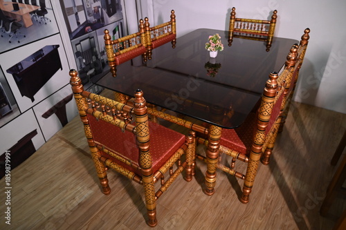 Dining table-rectangular table- 6 set of chairs-new design-furniture-modern furniture-brown