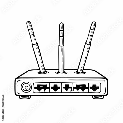 Router with three antennas and multiple ports for internet connection