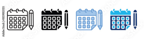 Schedule icon set multiple style collection