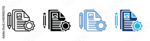 Content management icon set multiple style collection