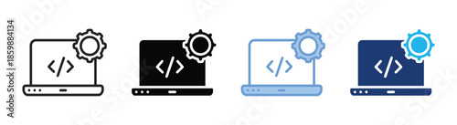 Web programming icon set multiple style collection