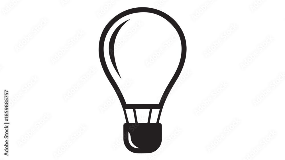 Obraz premium Light Bulb Icon in Simple Monochrome Design with Clean Lines on White Background for Logo Design